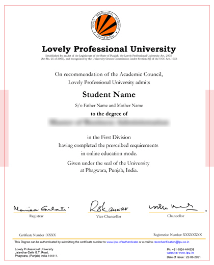 LPU Degree Certificate